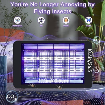 صاعق بعوض كهربائي بمصباح LED بقوة 20 واط لقتل الحشرات الطائرة في الأماكن المغلقة والمفتوحة، مصيدة وطارد للحشرات والآفات للقضاء على البعوض (20 واط)