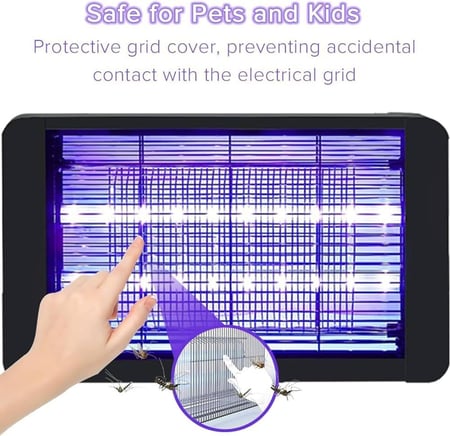 صاعق بعوض كهربائي بمصباح LED بقوة 20 واط لقتل الحشرات الطائرة في الأماكن المغلقة والمفتوحة، مصيدة وطارد للحشرات والآفات للقضاء على البعوض (20 واط)