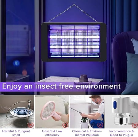 صاعق بعوض كهربائي بمصباح LED بقوة 20 واط لقتل الحشرات الطائرة في الأماكن المغلقة والمفتوحة، مصيدة وطارد للحشرات والآفات للقضاء على البعوض (20 واط)