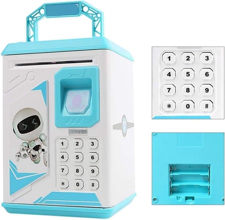 حصالة نقود إلكترونية متينة وخفيفة الوزن مصنوعة بجودة عالية ( أزرق - وردي )