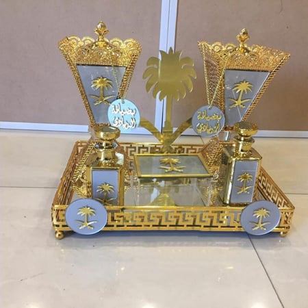 طقم مبخرتين ملكي رخام مضغوط مع نحاس   بالاسم