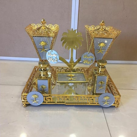 طقم مبخرتين ملكي رخام مضغوط مع نحاس   بالاسم