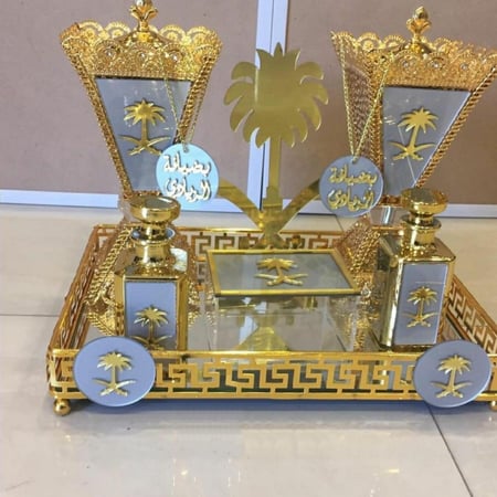 طقم مبخرتين ملكي رخام مضغوط مع نحاس   بالاسم