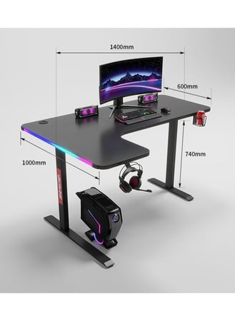 طاولة كمبيوتر للألعاب 140×100سم مع اضاءة RGB