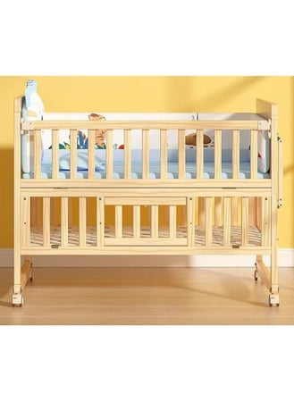 سرير خشب أطفال مع خزانة 120×60سم