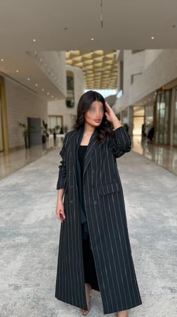 بليزر قماش لينن مخطط عريض الوان متعددة