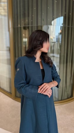 بليزر قماش كريب لمعه تركواز