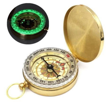 بوصلة ذهبية من النحاس للرحلات والتخييم