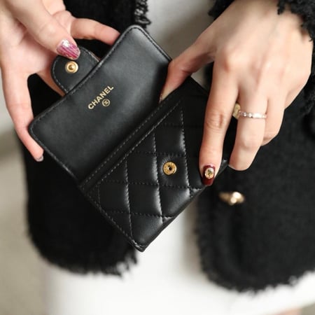 Chanel wallet lambskin leather