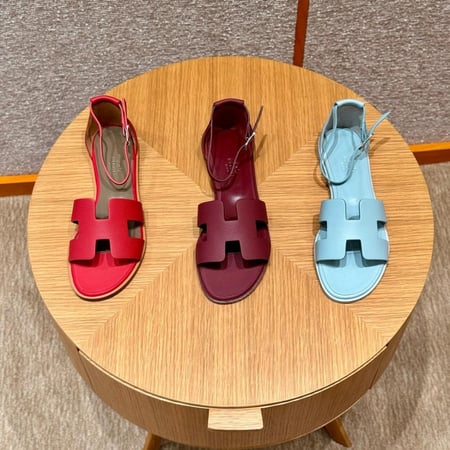 Hermes Santorini Maroon Epsom Sandals