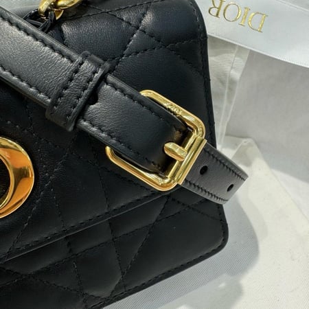 MISS CARO MINI BAG Black Macrocannage Lambskin