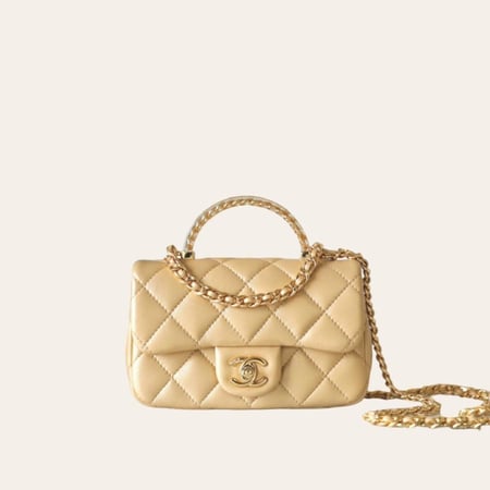 Mini flap with top handle Lambskin color black