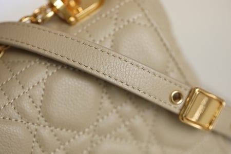 SMALL DIOR CARO BAG Beige Supple Cannage Calfskin