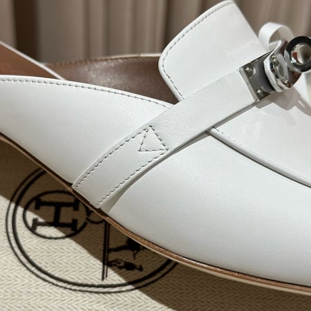 Hermès White Mules Brown Sole phw