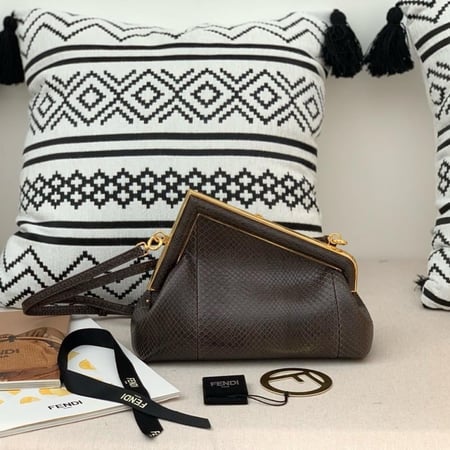 Fendi First Small Dark brown python leather