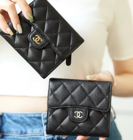Chanel classic small flap waleet caviar leather phw