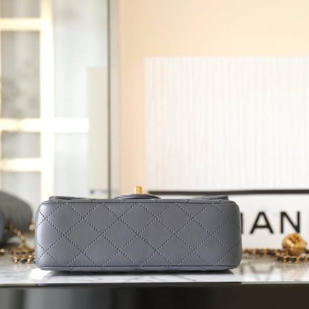 Chanel CF gray mini square lambskin 20cm