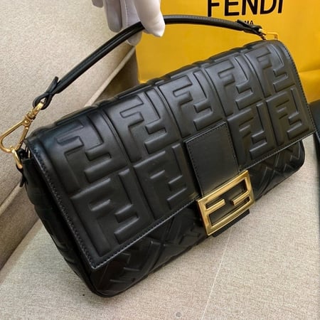 Baguette Large Black leather bag