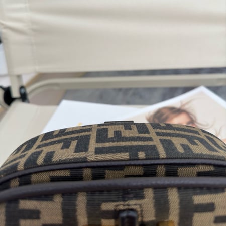 C'mon mini Brown FF jacquard fabric bag