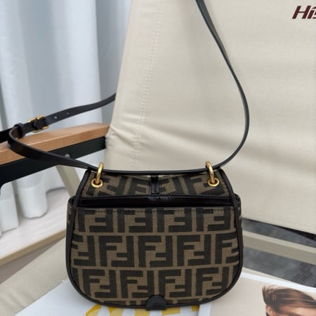 C'mon mini Brown FF jacquard fabric bag