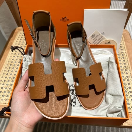 Hermes Santorini Gold Epsom Sandals