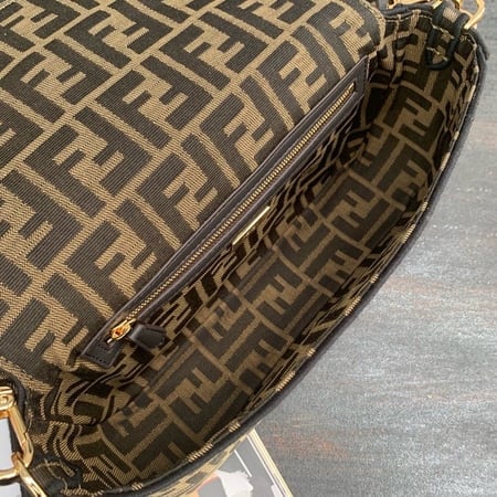 Baguette Brown FF jacquard fabric bag