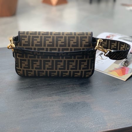 Baguette Brown FF jacquard fabric bag