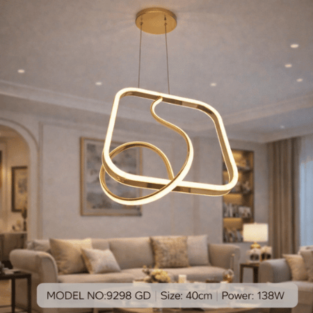 نجف ليد بتصميم هندسي مودرن ذهبي م/9298GD ماركة بفكو