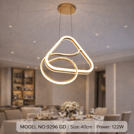 نجف ليد بتصميم هندسي انسيابي مودرن ذهبي م/9296GD ماركة بفكو