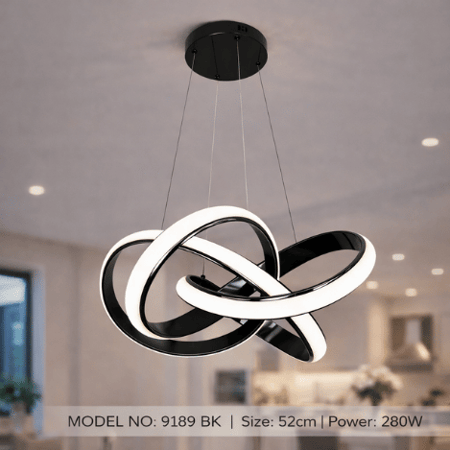 نجف ليد حلقات متداخلة مودرن أسود م/9189BK ماركة بفكو