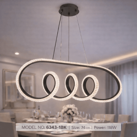 نجف ليد حلقي ثلاثي مودرن أسود م/6343-1BK ماركة بفكو