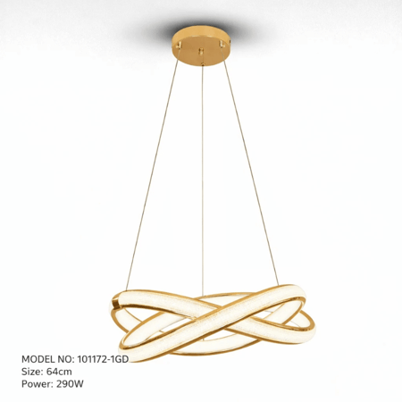 نجف ليد حلزونية متشابكة مودرن ذهبي م/101172-1GD ماركة بفكو