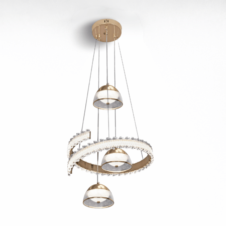 نجف ليد حلقات كريستال مع تعليقات ثلاثية مودرن ذهبي م/9476-3 GD ماركة بفكو