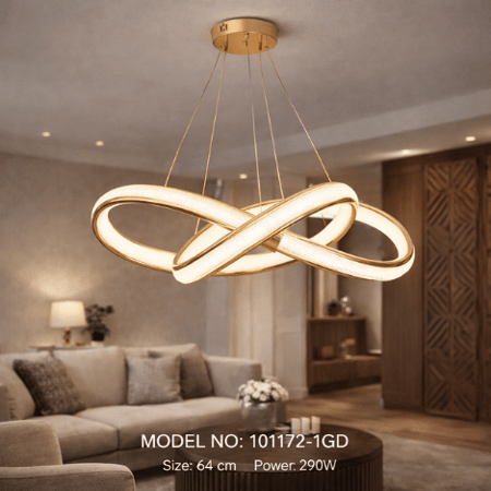 نجف ليد حلزونية متشابكة مودرن ذهبي م/101172-1GD ماركة بفكو