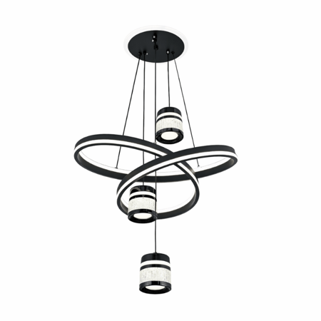 نجف حلقات متقاطعة مع سبوتات متدلية مودرن أسود م/6720/3+1 BK ماركة بفكو