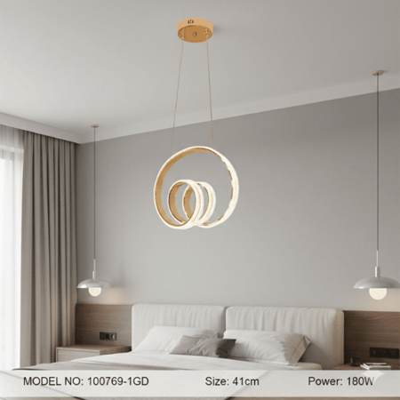 نجف ليد حلقات دائرية متدرجة مودرن ذهبي م/100769-1GD ماركة بفكو