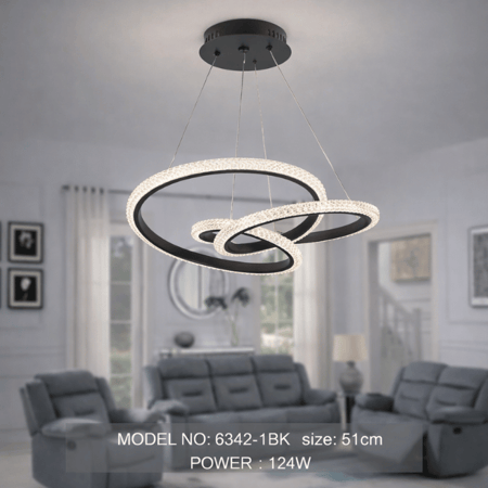 نجف ليد دائري مودرن أسود م/6342-1BK ماركة بفكو