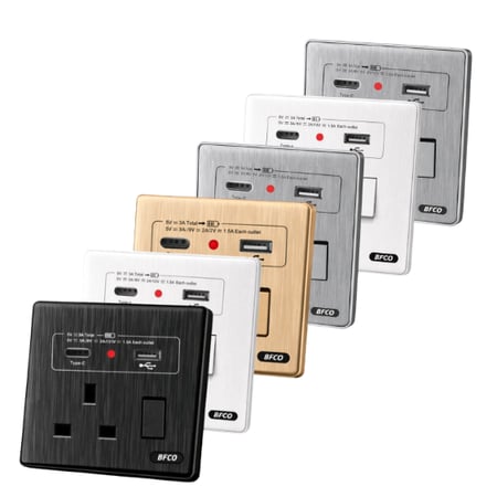 فيش 13 أمبير مع منفذ USB + Type-C بريشد ماركة بفكو