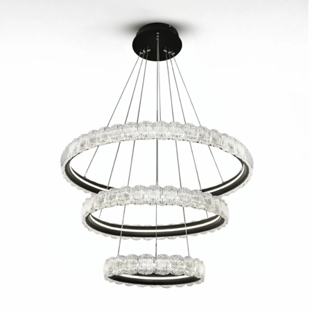 نجف ليد حلقات دائرية ثلاثية كريستالية مودرن أسود م/9082-3BK ماركة بفكو