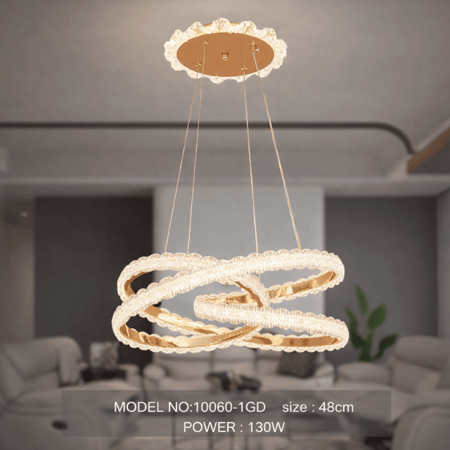 نجف ليد حلقي متشابك مودرن ذهبي م/10060-1GD ماركة بفكو