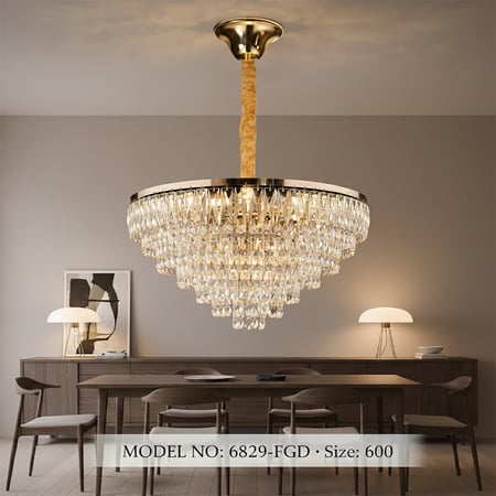 نجف كريستال كلاسيك ذهبي فاتح م/6829 ماركة بفكو