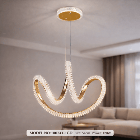 نجف ليد بتصميم منحني مودرن ذهبي م/100741-1GD ماركة بفكو