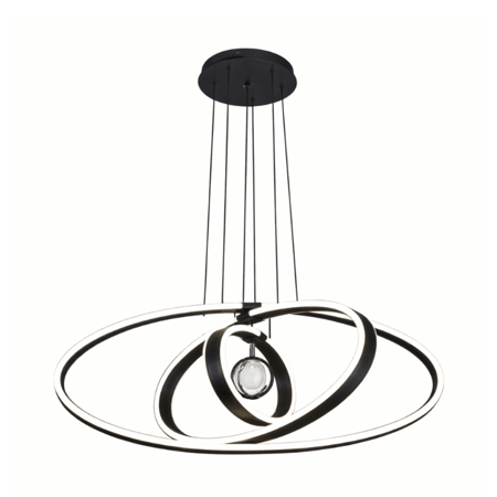 نجف ليد حلقات دائرية متداخلة مع كرة كريستال مودرن أسود م/5987/3+1 BK ماركة بفكو