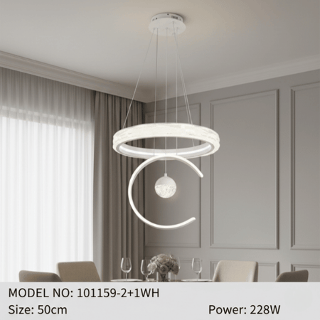 نجف ليد دائري مع حلقة سفلية مودرن أبيض م/101159-2+1WH ماركة بفكو