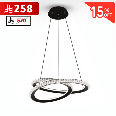 نجف ليد حلقي مزدوج مع كريستال مودرن أسود م/3181-1BK ماركة بفكو