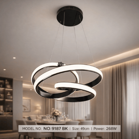 نجف ليد حلقات حلزونية مودرن أسود م/9187BK ماركة بفكو