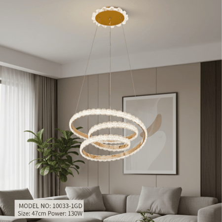 نجف ليد حلقات دائرية متداخلة مودرن ذهبي م/10033-1GD ماركة بفكو