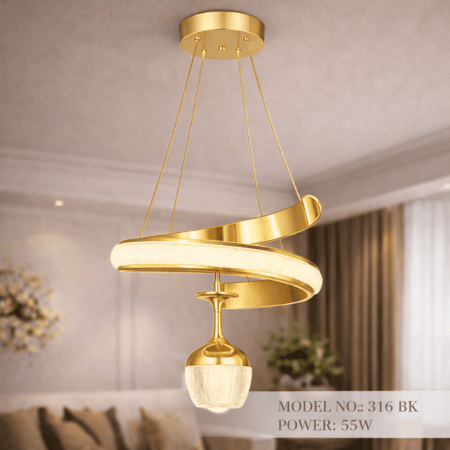 نجف ليد حلزوني مودرن ذهبي م/316 GD ماركة بفكو