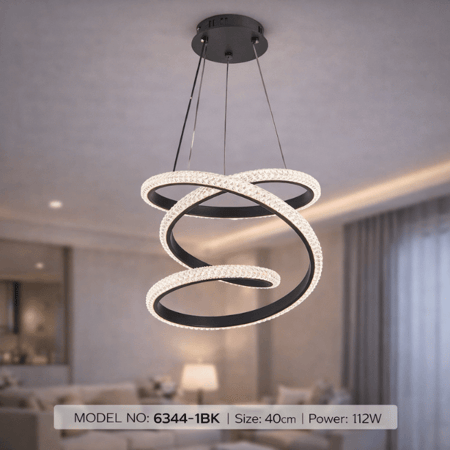 نجف ليد حلزوني مودرن أسود م/6344-1BK ماركة بفكو