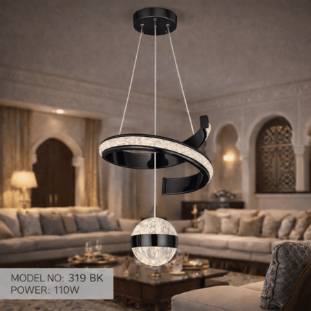 نجف ليد حلزوني مودرن أسود م/319 BK ماركة بفكو